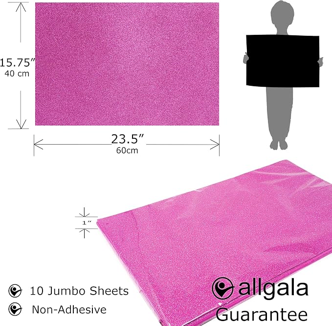 Allgala Jumbo Self-Adhesive Glitter EVA Foam Sheets 10 Pack 16x24 inch Paper - Image 2