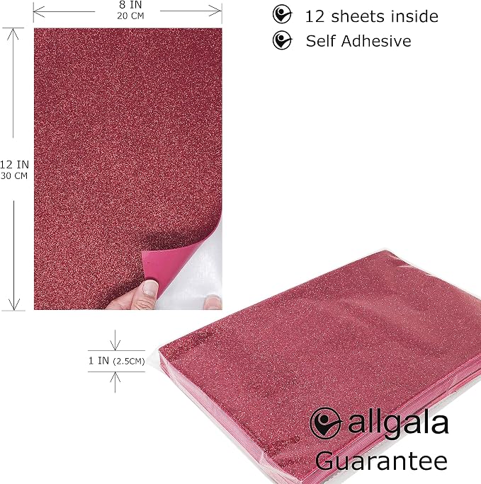 Allgala 12 Pack Glitter EVA Foam Paper 8 x 12inch Sheets-Burgundy Color - Image 2