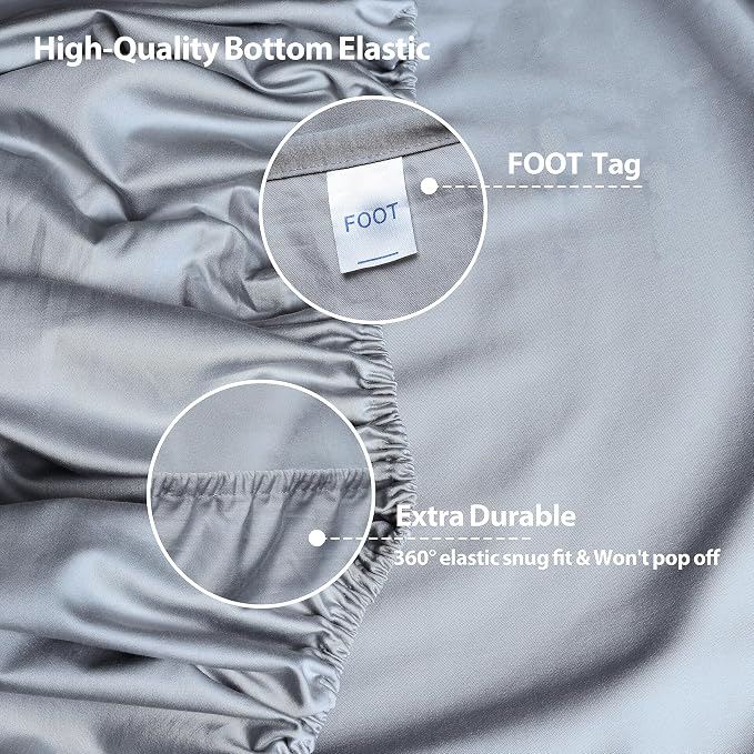 King Size Fitted Sheet Only Gray, 100% Egyptian Cotton 600 Thread Count - Image 5