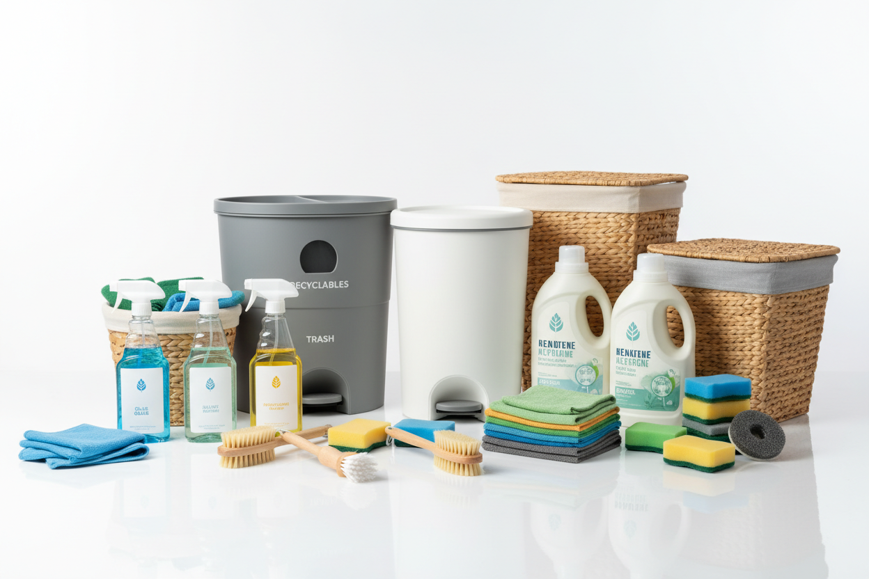 essential tools and detergents to trash management and laundry solutions